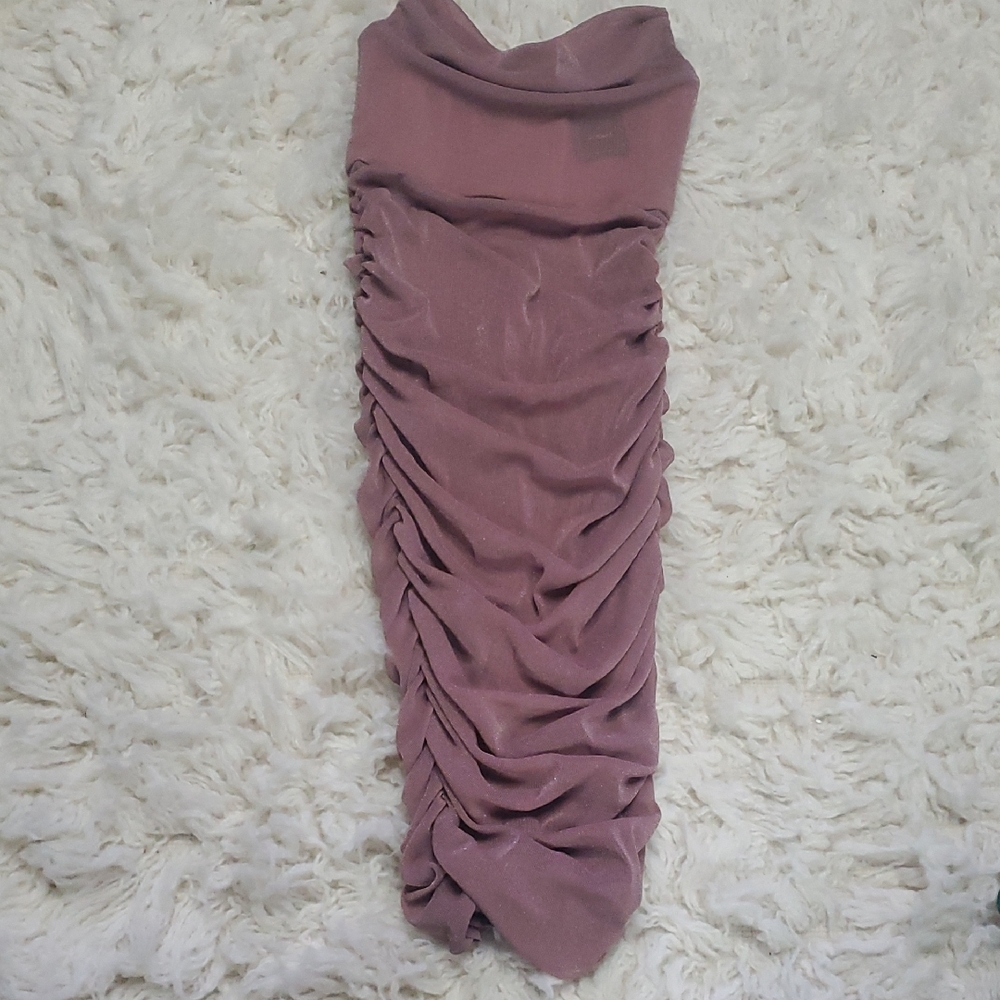 Michael Costello Blush Ruched Midi Dress